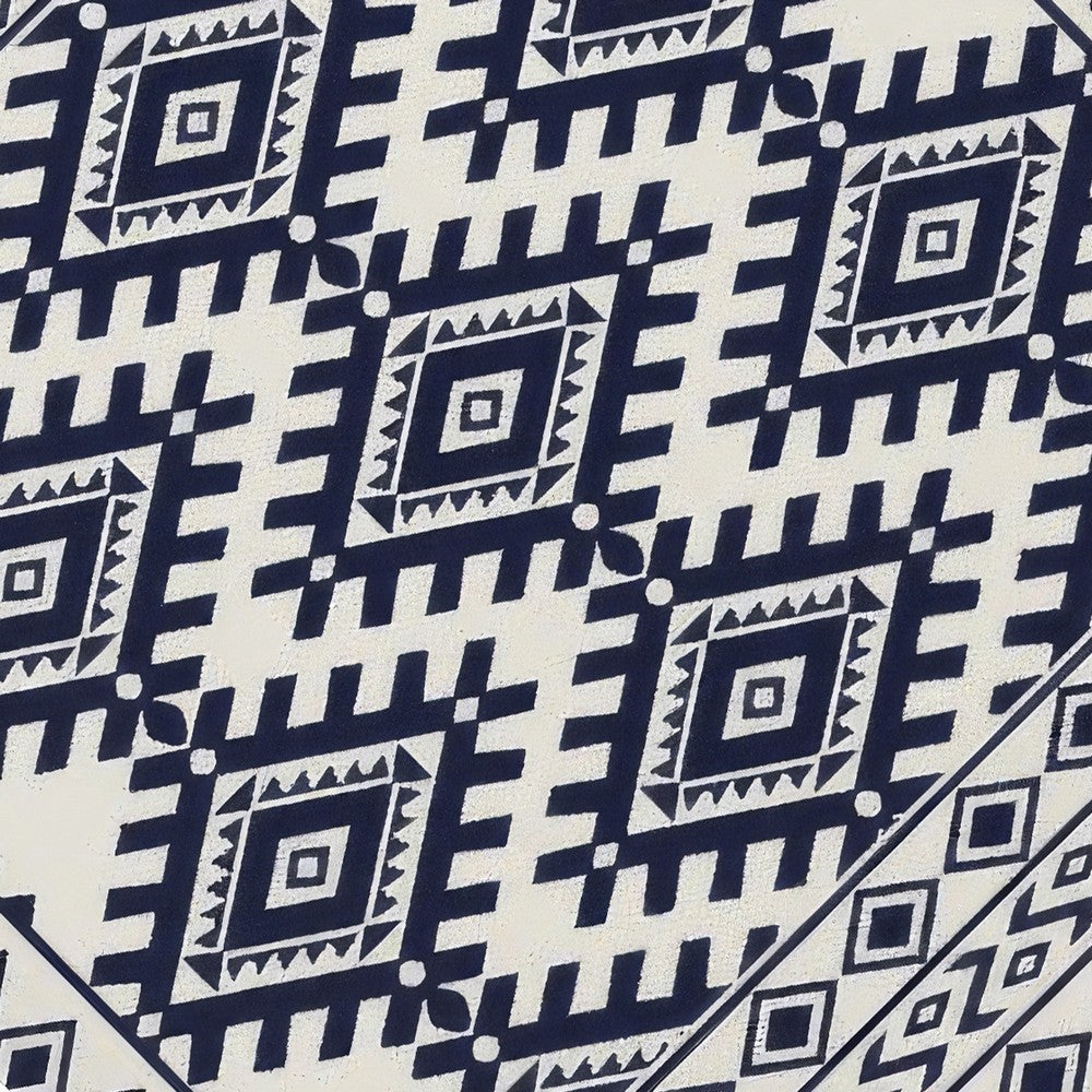 Elyz Large Outdoor Area Rug | Blue White Tribal Design | 8x10 Weatherproof