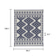 Elyz Large Outdoor Area Rug | Blue White Tribal Design | 8x10 Weatherproof