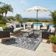Elyz XL Outdoor Area Rug | Gray & White Tribal Design | 9x18 Waterproof