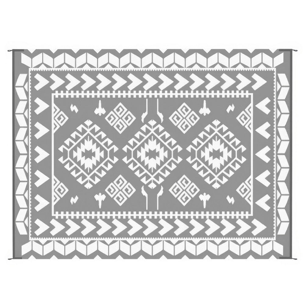 Pema Outdoor Area Rug | Gray & White Patchwork | XL 9x12 Beach Rug
