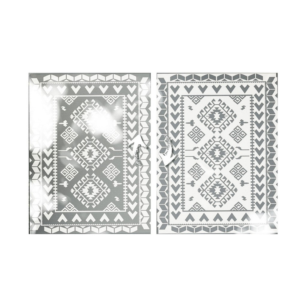 Pema Outdoor Area Rug | Gray & White Patchwork | XL 9x12 Beach Rug