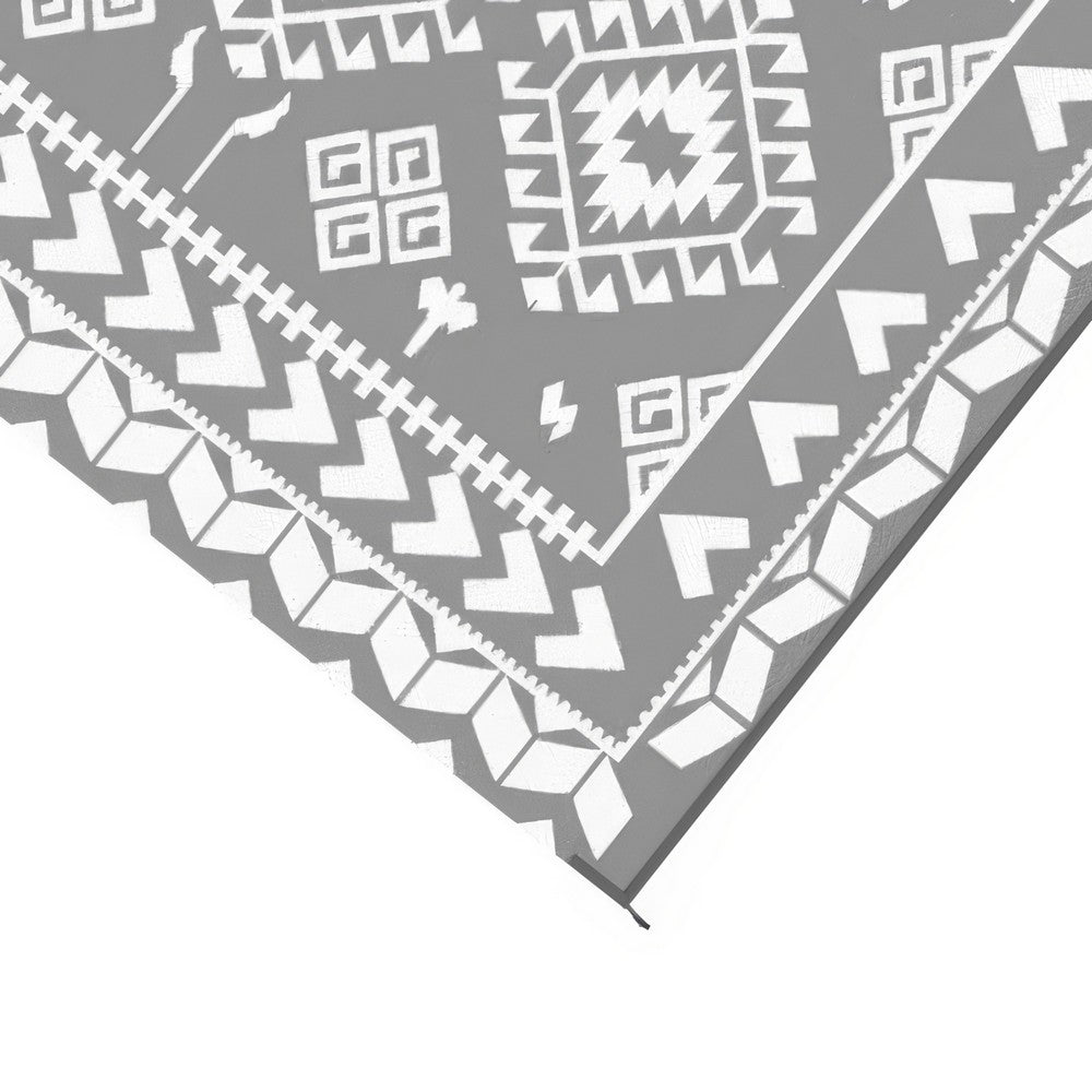 Pema Outdoor Area Rug | Gray & White Patchwork | XL 9x12 Beach Rug