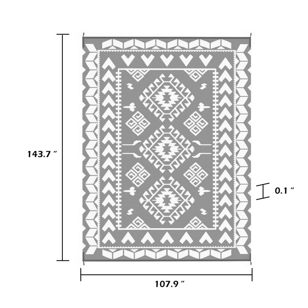 Pema Outdoor Area Rug | Gray & White Patchwork | XL 9x12 Beach Rug