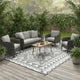 Pema Outdoor Area Rug | Gray & White Patchwork | XL 9x12 Beach Rug