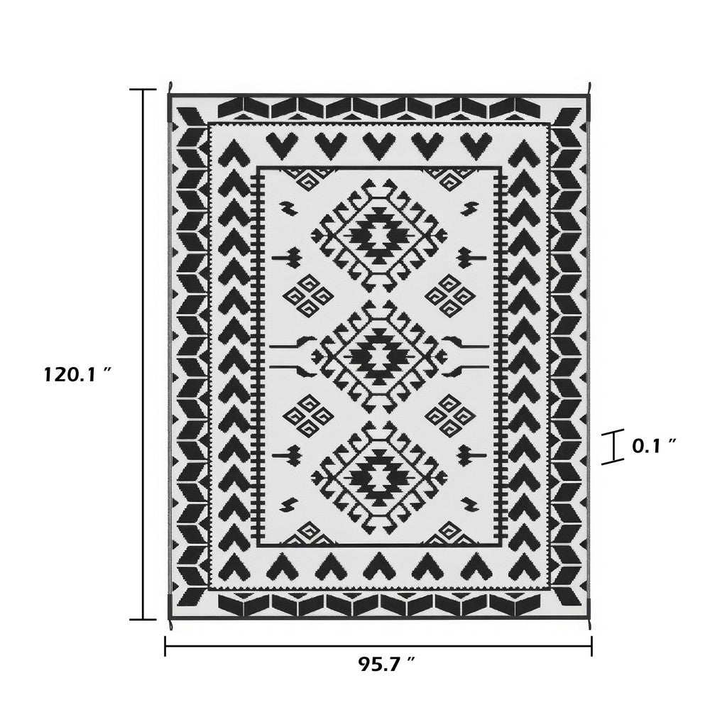 Pema Outdoor Area Rug | Black & White Patchwork | Large 8x10 Beach Rug
