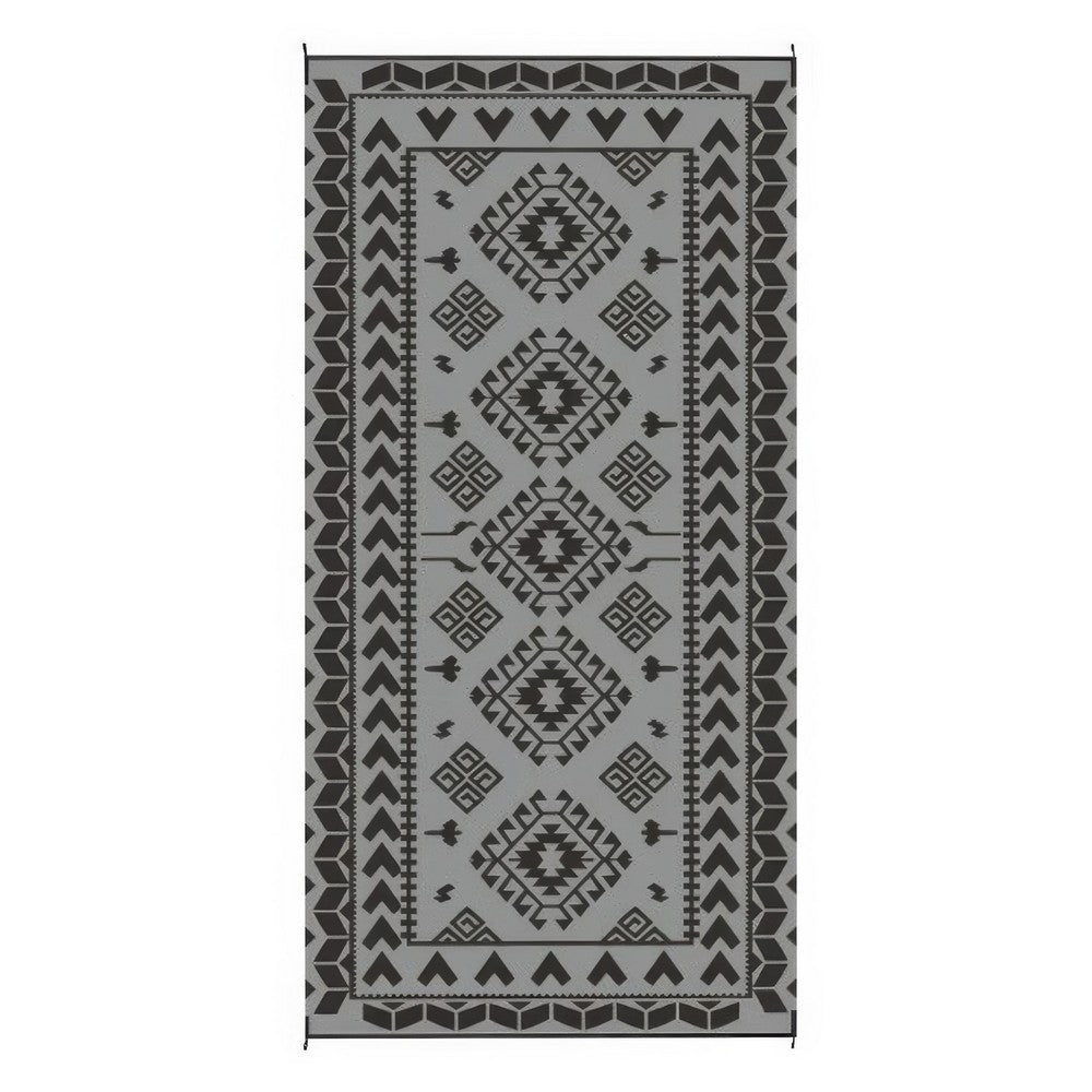 Pema Outdoor Area Rug | Gray & White Patchwork | Giant 9x18 Picnic Rug