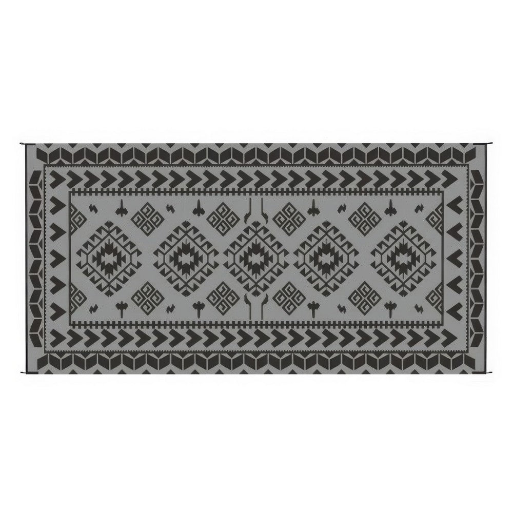 Pema Outdoor Area Rug | Gray & White Patchwork | Giant 9x18 Picnic Rug