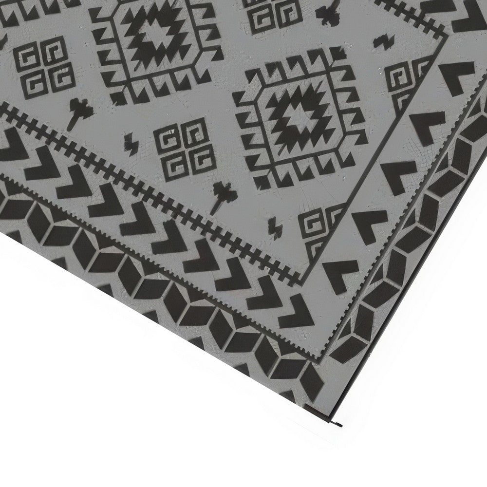 Pema Outdoor Area Rug | Gray & White Patchwork | Giant 9x18 Picnic Rug