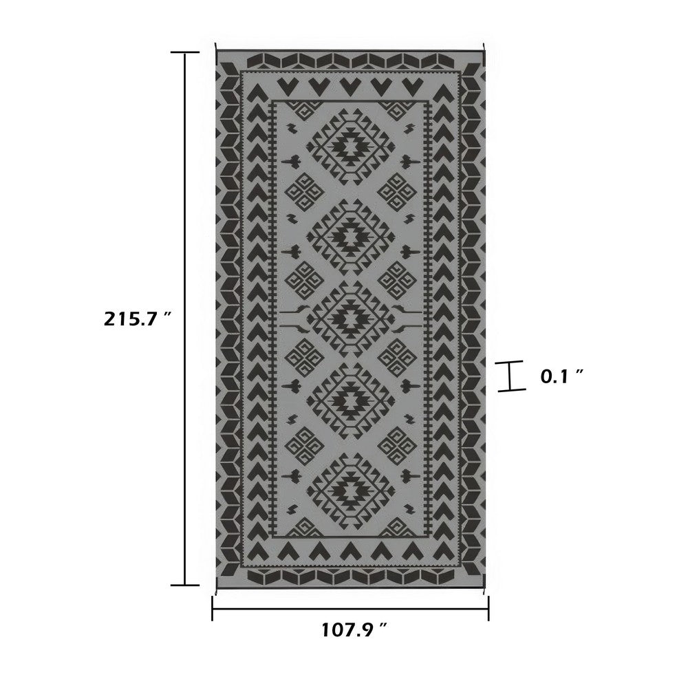 Pema Outdoor Area Rug | Gray & White Patchwork | Giant 9x18 Picnic Rug