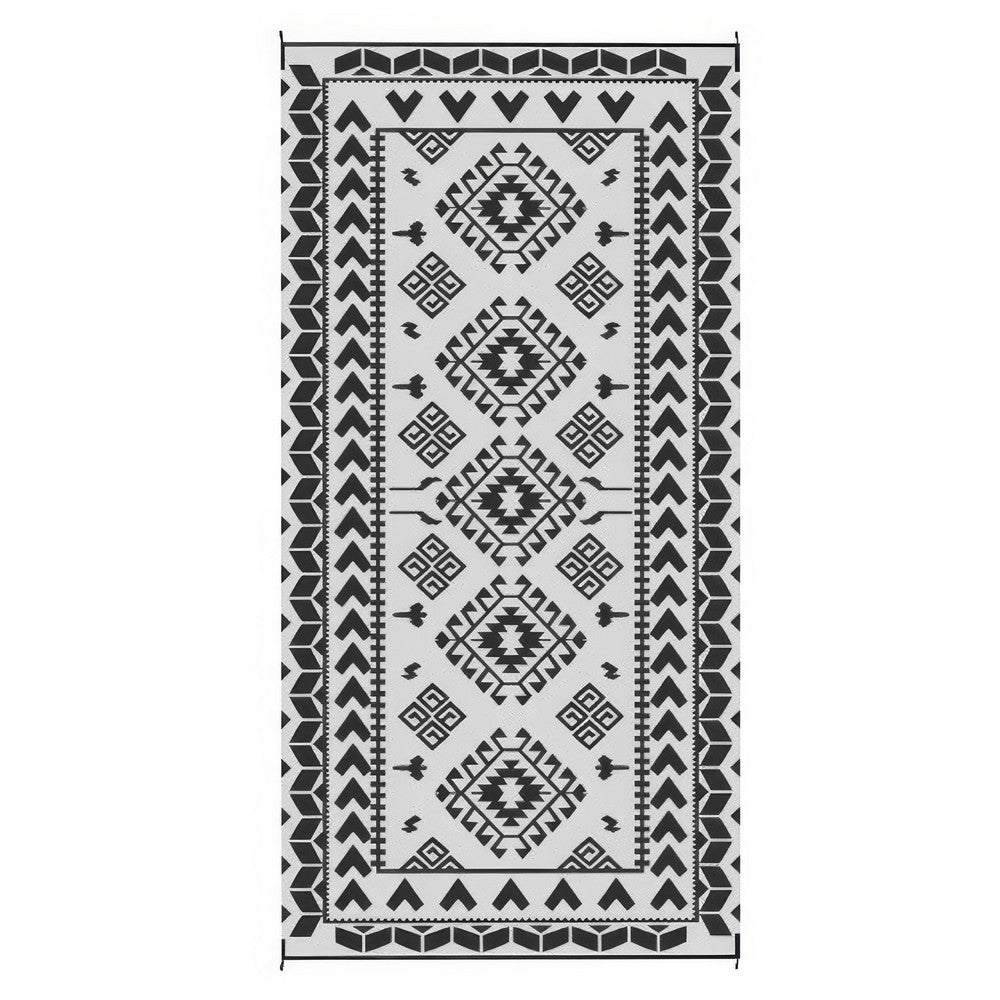Pema XXL Outdoor Area Rug | Black & White Patchwork | Giant 9x18 Picnic Rug