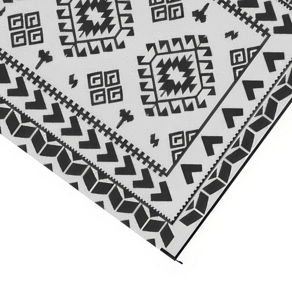 Pema XXL Outdoor Area Rug | Black & White Patchwork | Giant 9x18 Picnic Rug