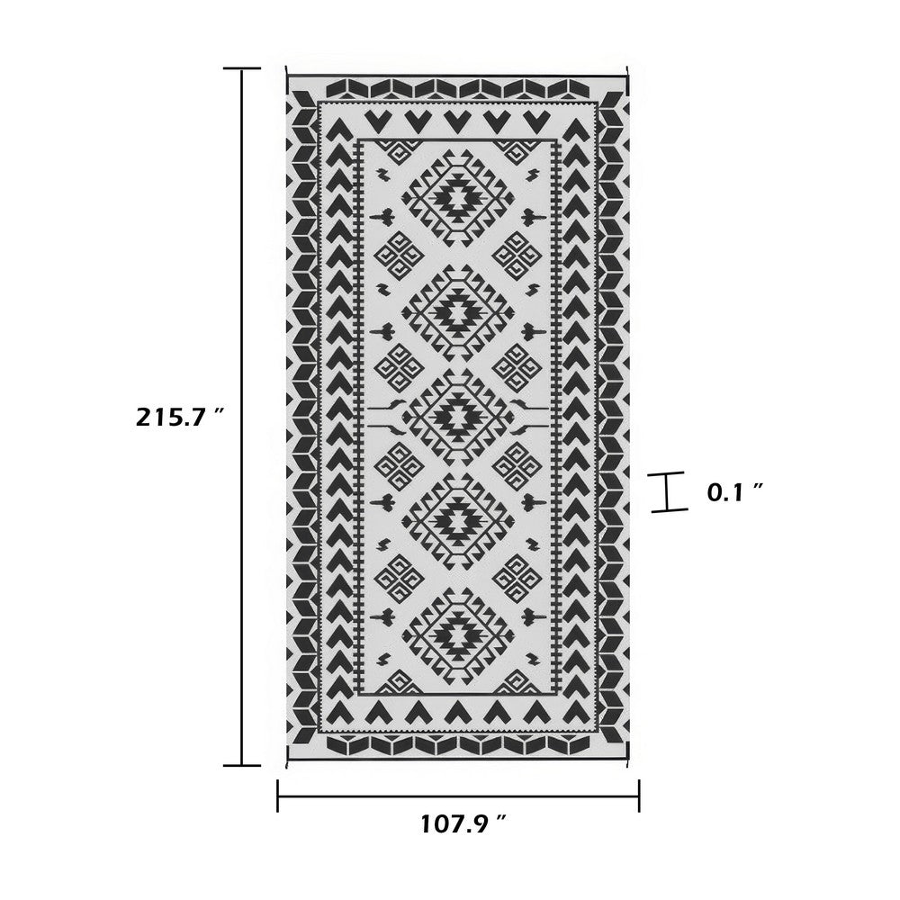 Pema XXL Outdoor Area Rug | Black & White Patchwork | Giant 9x18 Picnic Rug