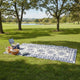 Pema Outdoor Area Rug | Blue & White Patchwork | Giant 9x18 Picnic Rug