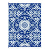 Outdoor Area Rug | Floral Medallion in Blue & White | XL 9x12 Plastic Straw