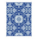 Outdoor Area Rug | Floral Medallion in Blue & White | XL 9x12 Plastic Straw