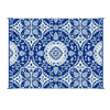 Outdoor Area Rug | Floral Medallion in Blue & White | XL 9x12 Plastic Straw