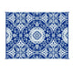 Outdoor Area Rug | Floral Medallion in Blue & White | XL 9x12 Plastic Straw