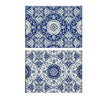 Outdoor Area Rug | Floral Medallion in Blue & White | XL 9x12 Plastic Straw