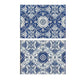 Outdoor Area Rug | Floral Medallion in Blue & White | XL 9x12 Plastic Straw