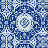 Outdoor Area Rug | Floral Medallion in Blue & White | XL 9x12 Plastic Straw