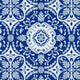 Outdoor Area Rug | Floral Medallion in Blue & White | XL 9x12 Plastic Straw