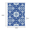 Outdoor Area Rug | Floral Medallion in Blue & White | XL 9x12 Plastic Straw
