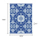 Outdoor Area Rug | Floral Medallion in Blue & White | XL 9x12 Plastic Straw