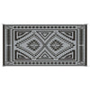 Outdoor Area Rug | Black & White Patchwork | Giant 9x18 Beach Rug Straw