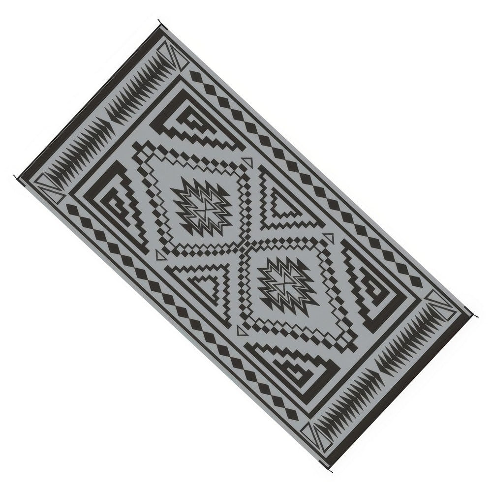 Outdoor Area Rug | Black & White Patchwork | Giant 9x18 Beach Rug Straw