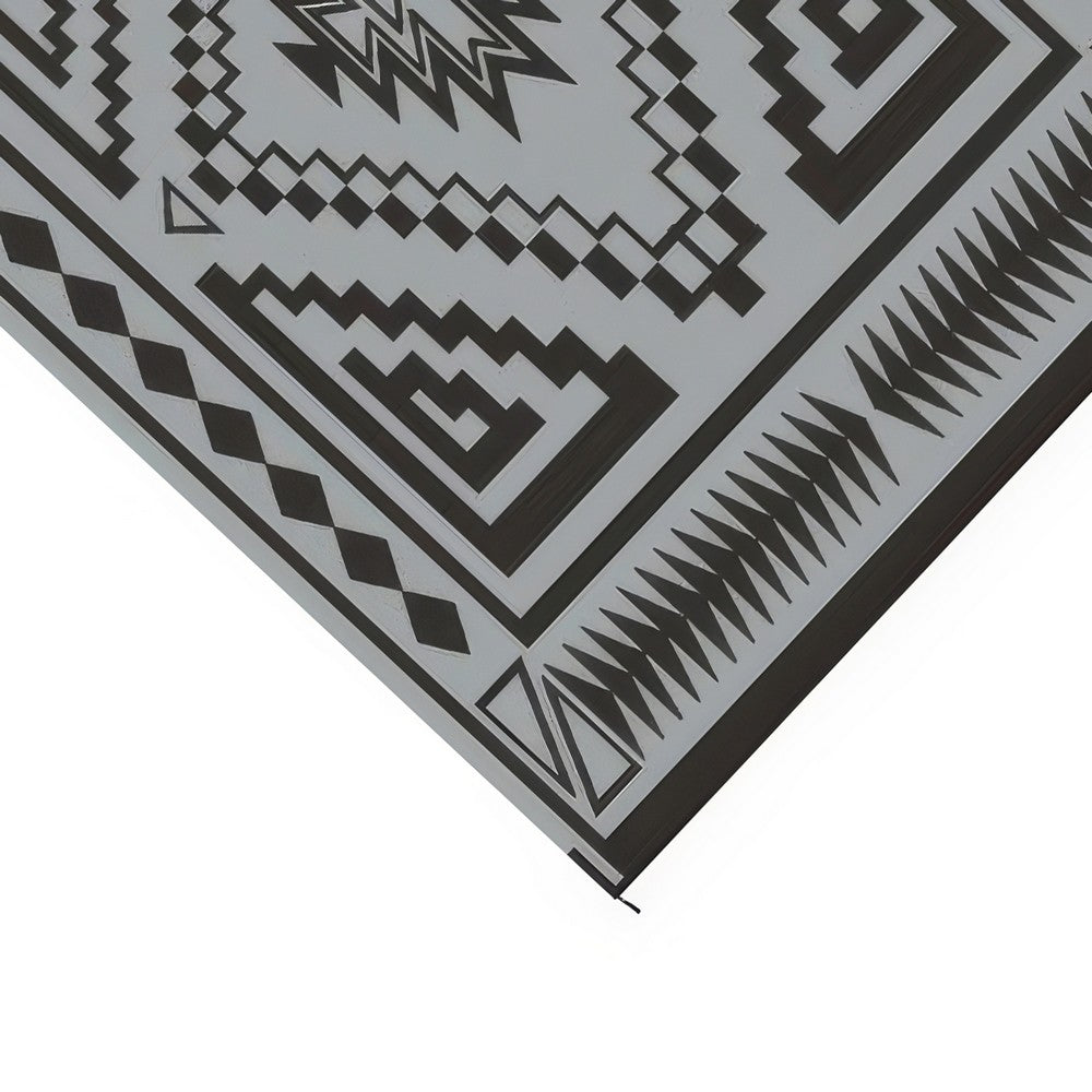 Outdoor Area Rug | Black & White Patchwork | Giant 9x18 Beach Rug Straw