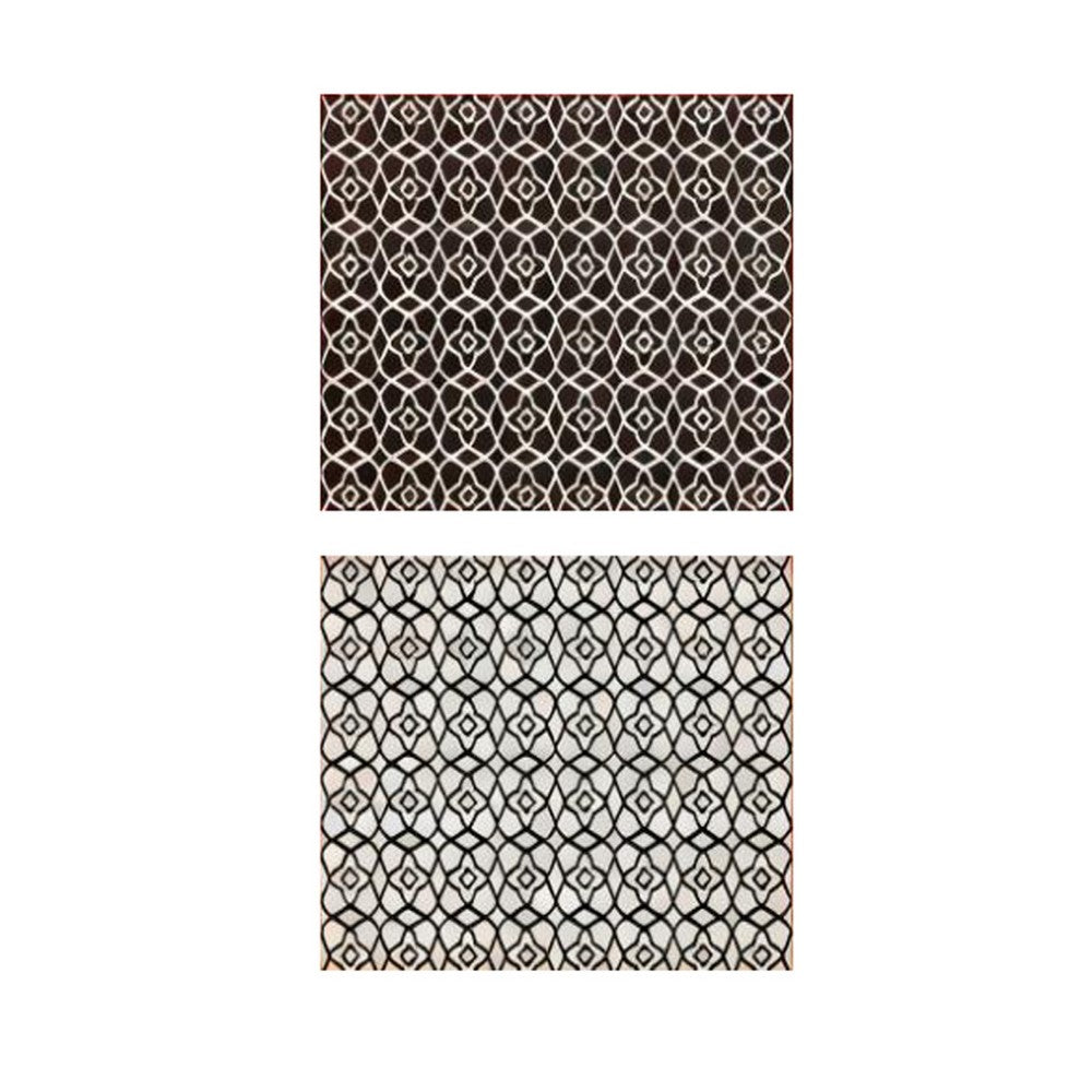 Outdoor Area Rug | Black & White Moroccan Diamond Picnic Motif | Large 8x10