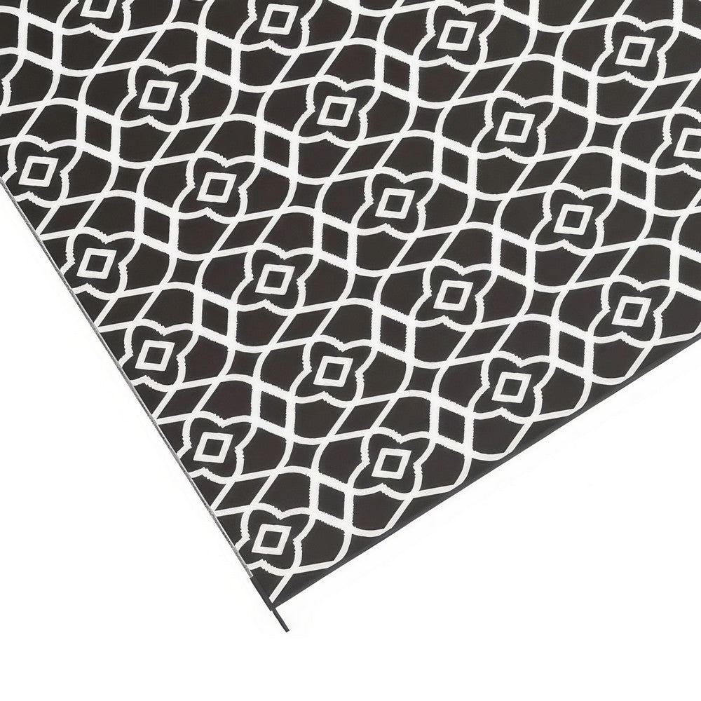 Outdoor Area Rug | Black & White Moroccan Diamond Picnic Motif | Large 8x10