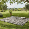 Outdoor Area Rug | Black & White Moroccan Diamond Picnic Motif | Large 8x10