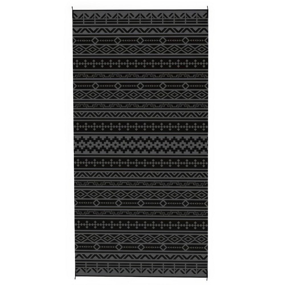 Viva XL Outdoor Area Rug | Black & Gray Geometric| Picnic Giant 9x18