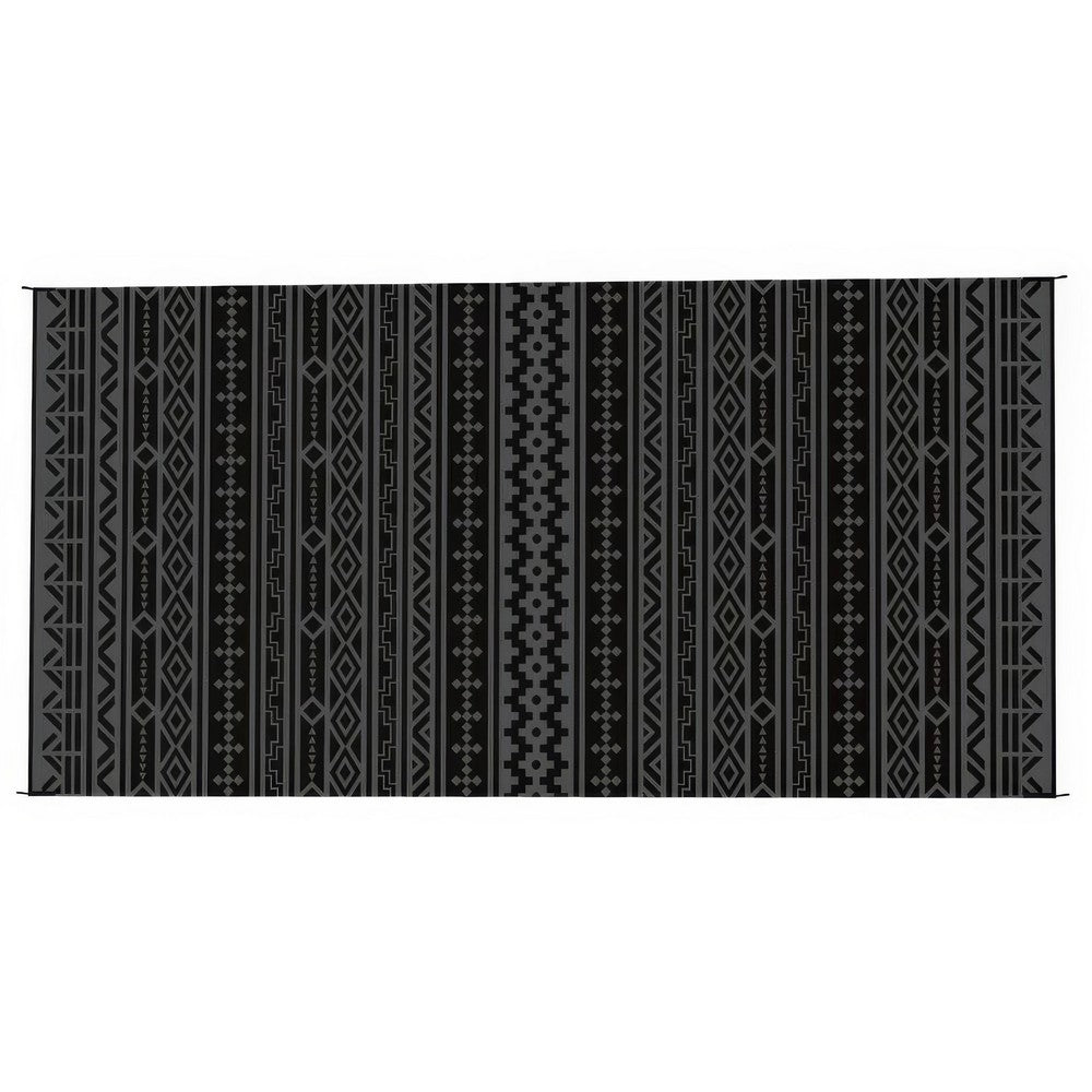 Viva XL Outdoor Area Rug | Black & Gray Geometric| Picnic Giant 9x18
