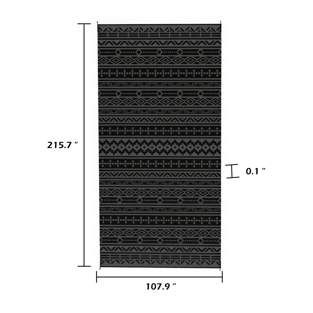 Viva XL Outdoor Area Rug | Black & Gray Geometric| Picnic Giant 9x18