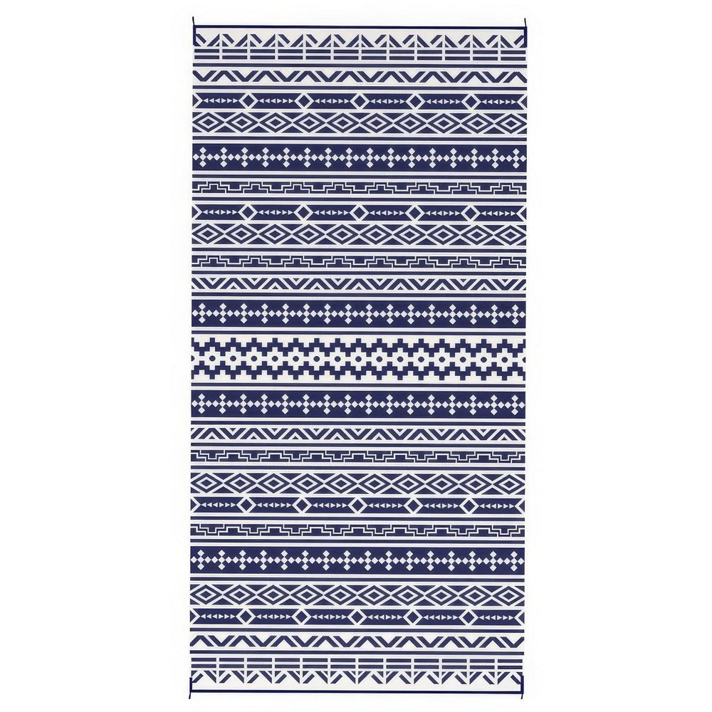 Viva Outdoor Area Rug | White & Blue Geometric Wall | Picnic Giant 9x18
