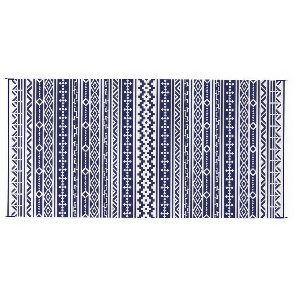 Viva Outdoor Area Rug | White & Blue Geometric Wall | Picnic Giant 9x18