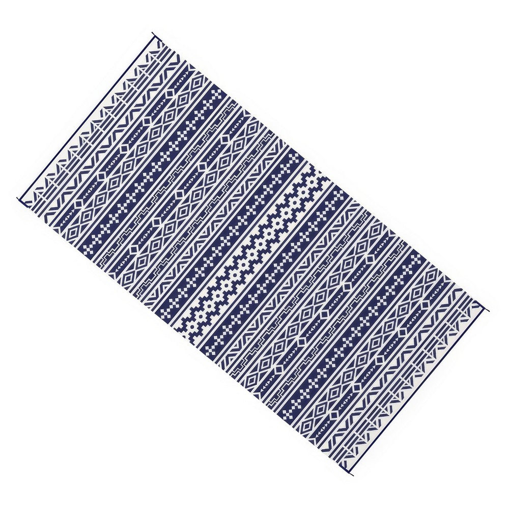 Viva Outdoor Area Rug | White & Blue Geometric Wall | Picnic Giant 9x18