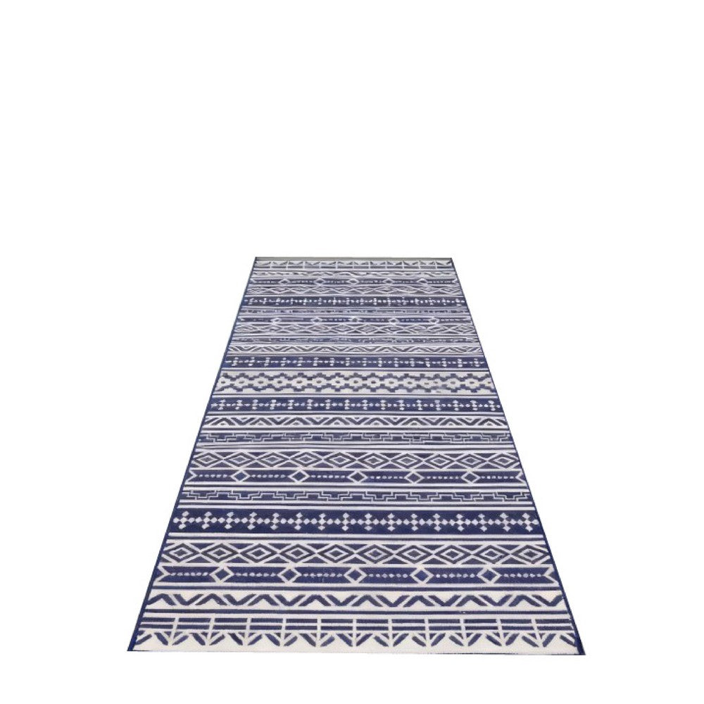 Viva Outdoor Area Rug | White & Blue Geometric Wall | Picnic Giant 9x18