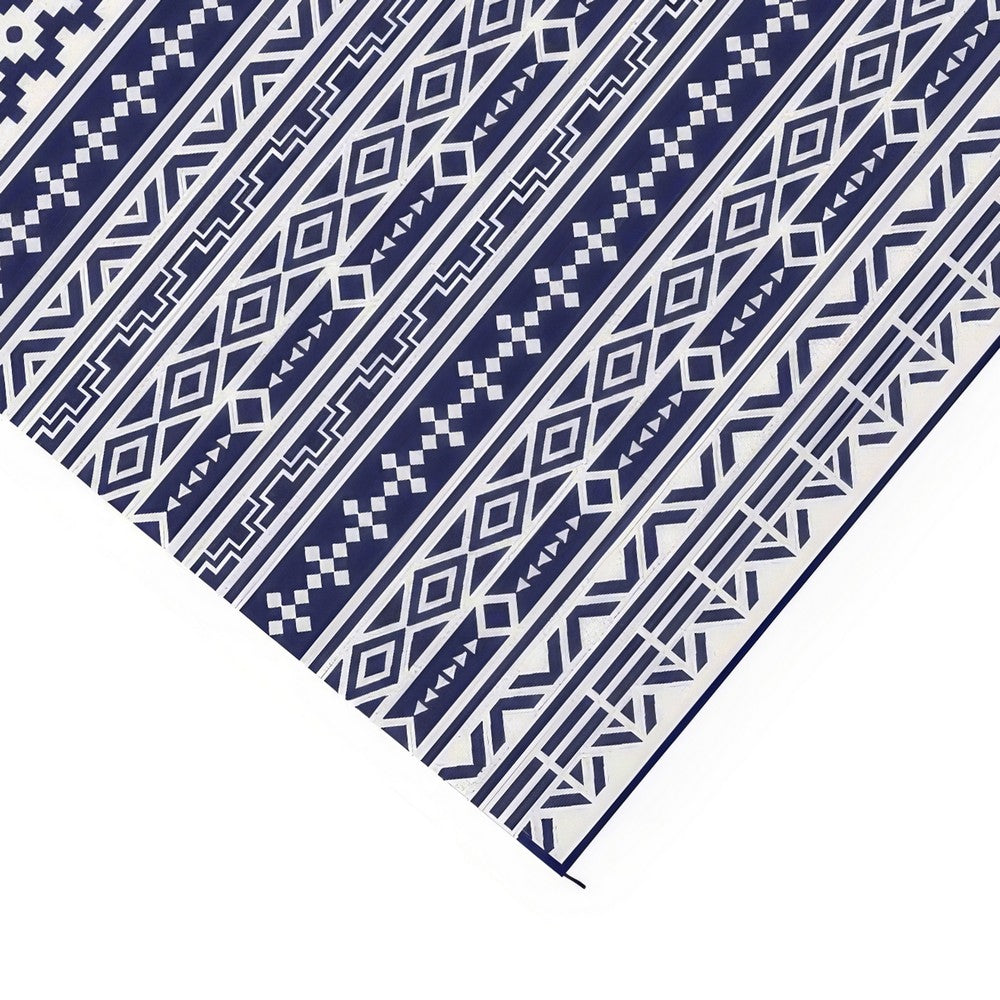 Viva Outdoor Area Rug | White & Blue Geometric Wall | Picnic Giant 9x18