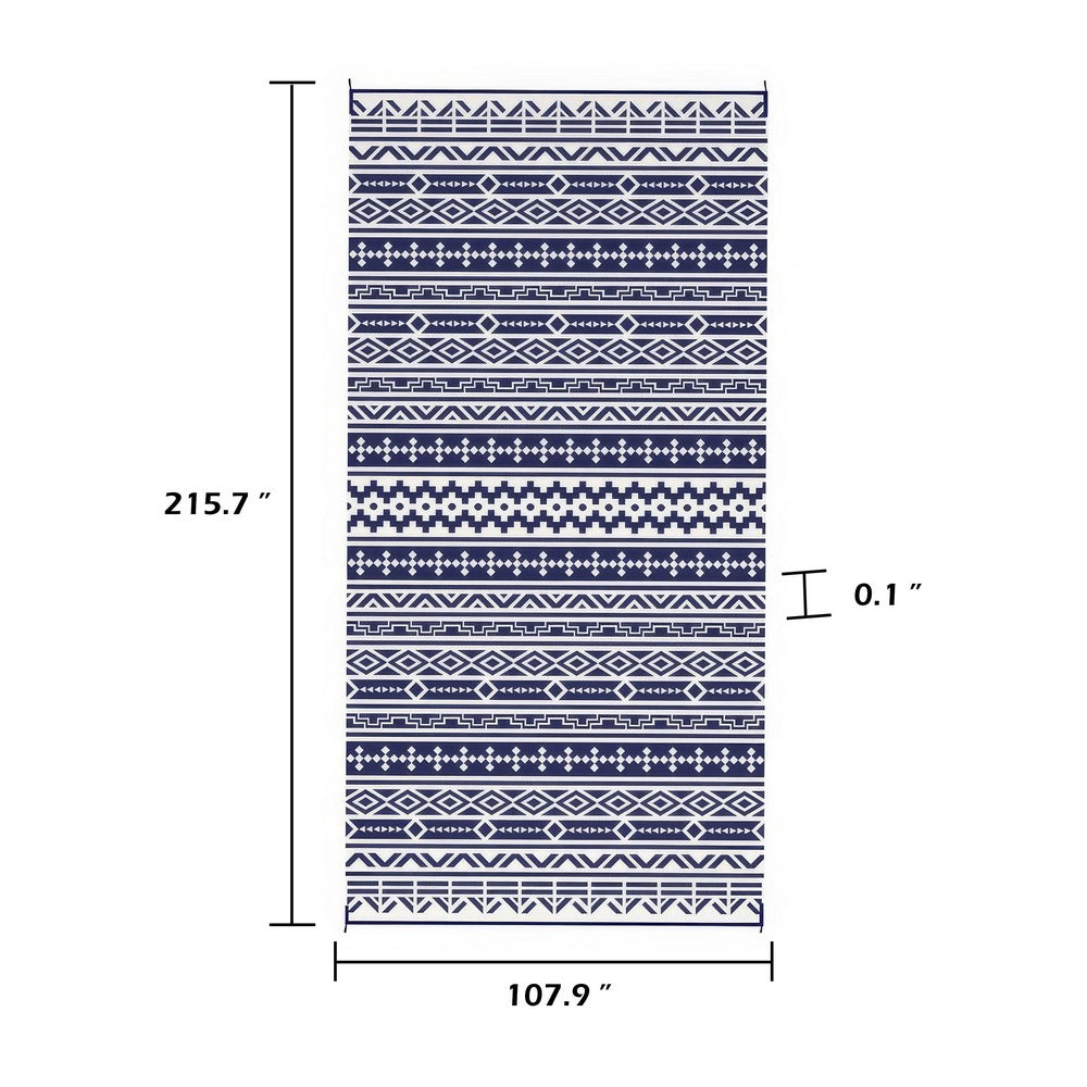 Viva Outdoor Area Rug | White & Blue Geometric Wall | Picnic Giant 9x18