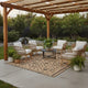 Outdoor Area Rug | Black & Brown Rhombus Design | 9x18 Faux Straw Material