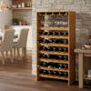 Sana Wine Rack | 7 Tiers with 4 Holders & Stemware | Oak Brown 48"