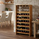 Sana Wine Rack | 7 Tiers with 4 Holders & Stemware | Oak Brown 48"