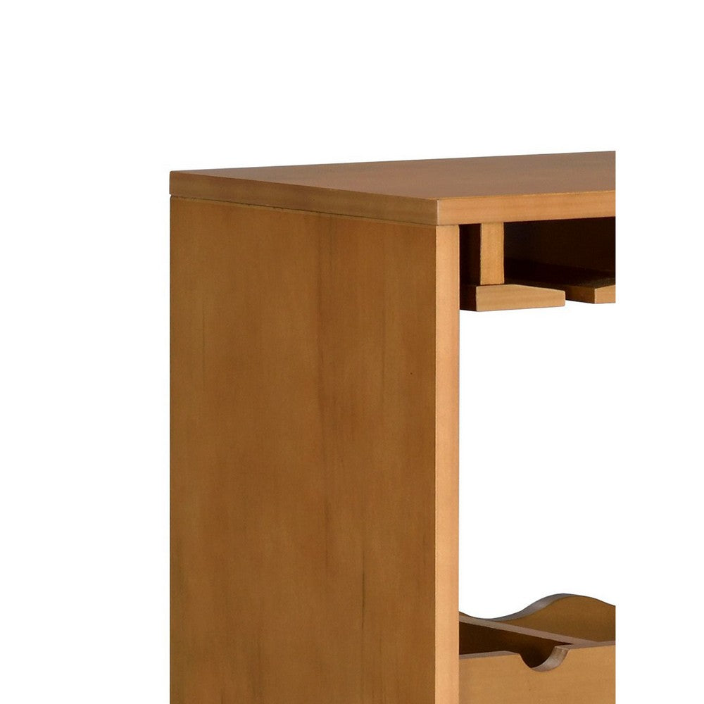 Sana Wine Rack | 7 Tiers with 4 Holders & Stemware | Oak Brown 48"