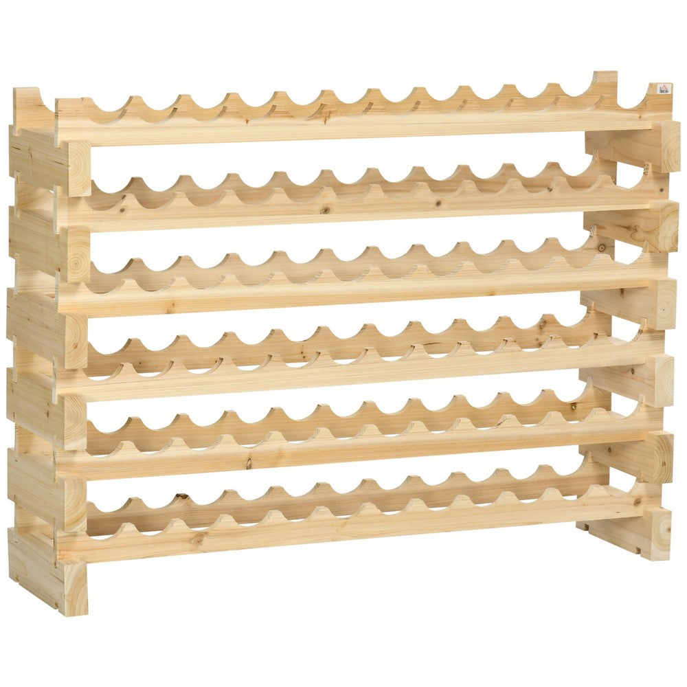 6 Tier Wine Rack | Modular 72-Bottle Holder | 45" Natural Brown Wood
