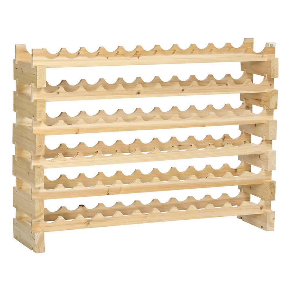 6 Tier Wine Rack | Modular 72-Bottle Holder | 45" Natural Brown Wood