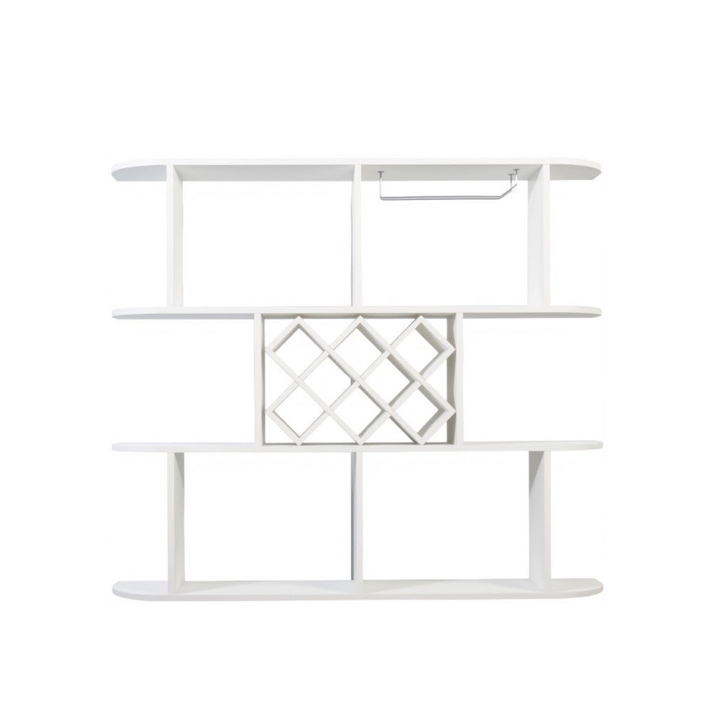 Wall Mounted Bar Wine Rack with Holder & Shelves | 3-Tier | 47" White
