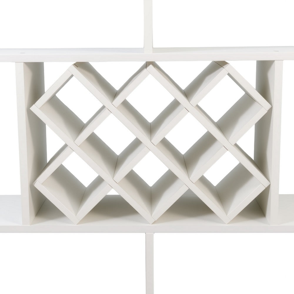 Wall Mounted Bar Wine Rack with Holder & Shelves | 3-Tier | 47" White
